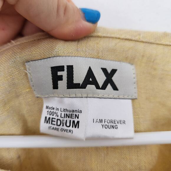 FLAX Linen Oversized Top M Yellow Beach Minimalist Cottage Coastal Grandma - Picture 3 of 6
